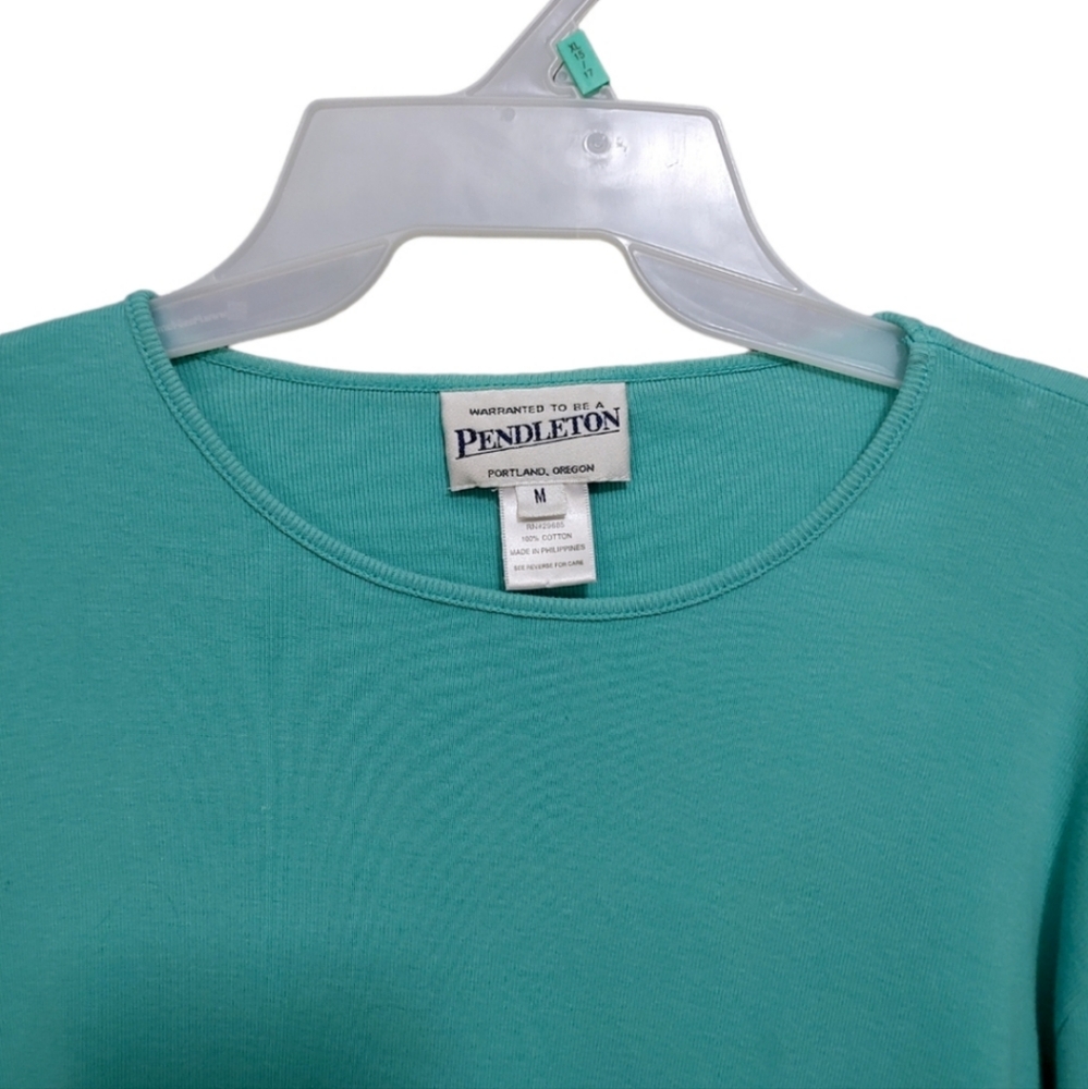 Pendleton Blue Crew Neck Long Sleeve Basic Shirt … - image 4